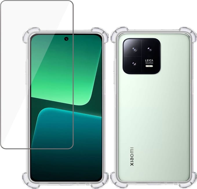Hoesje geschikt voor Xiaomi 13 + Screenprotector – Tempered Glass - Extreme Shock Case Transparant