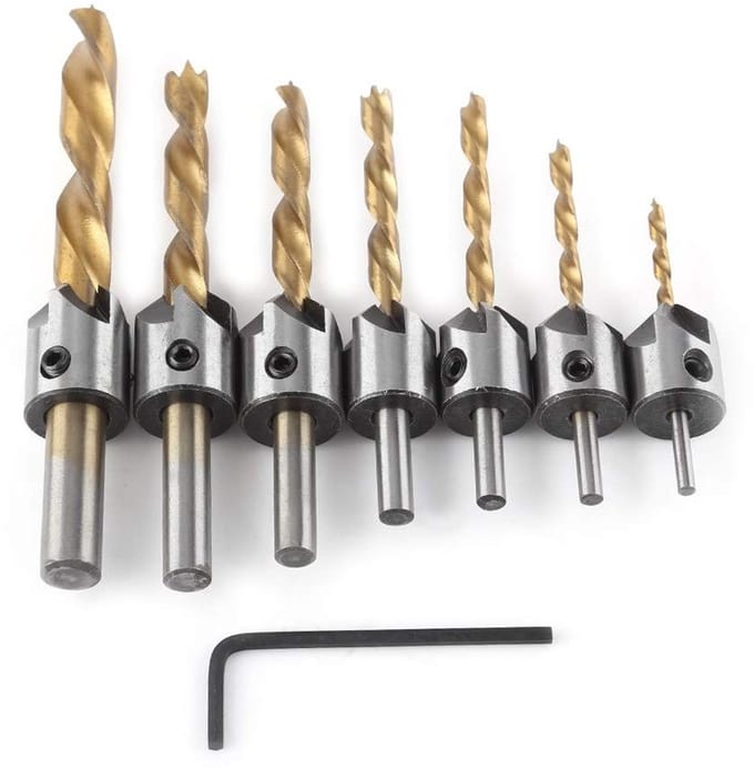 Countersink Boor Set van 10 Stuks voor Houtbewerking, Plastics en Metaalbewerking met Inbussleutel