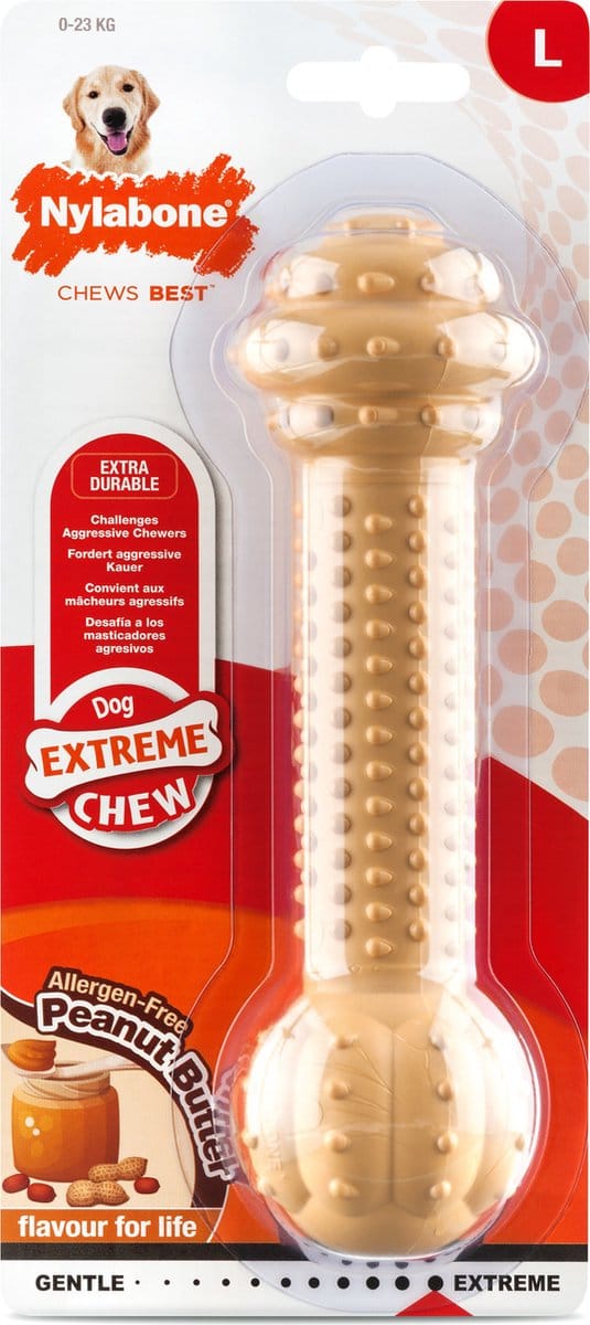 Nylabone Extreme kauwbot Barbell met pindakaassmaak - Large