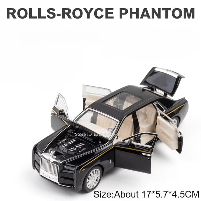1:32 Rolls Royce Phantom Wraith Speelgoedauto Model Die-Cast Legering Rubberen Band Deuren Openende Modellen Voertuigen Kinderen Miniature Auto's Speelgoed