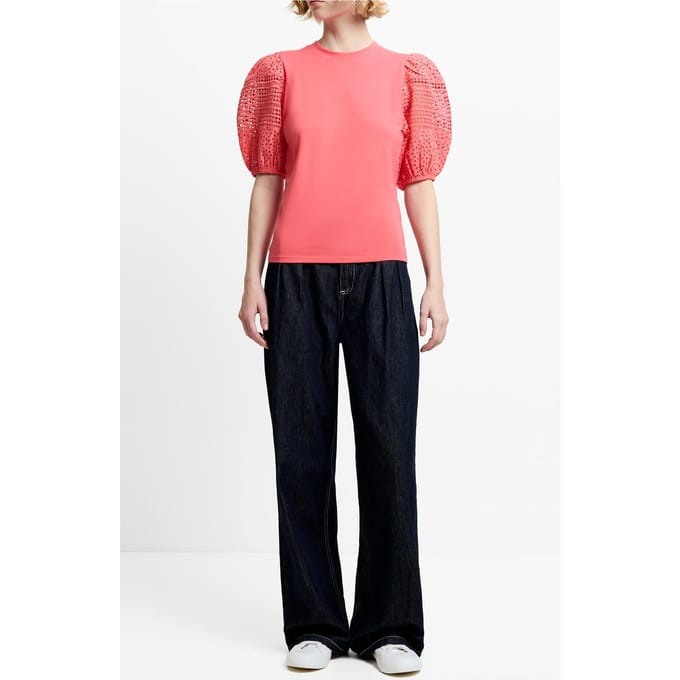 French Connection Crochet Lace Slv Raspberry Taglia: M | Magliette intime Outlet | Donna | Rosa