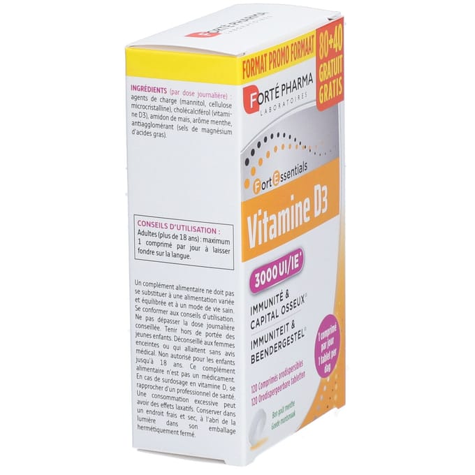 Forté Pharma Vitamine D3 3000UI + 40 Tabletten GRATIS 1