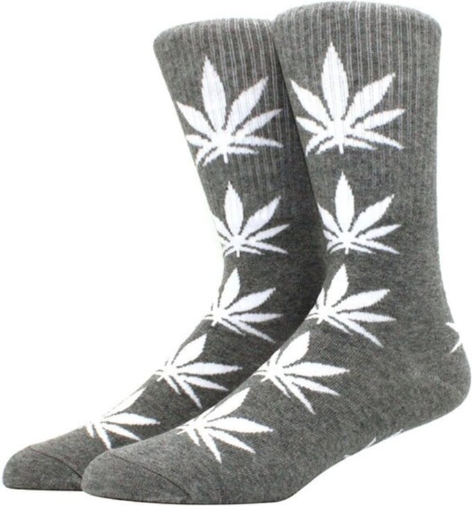 Wietsokken - Cannabissokken - Wiet - Cannabis - grijs-wit - Unisex sokken - Maat 36-45