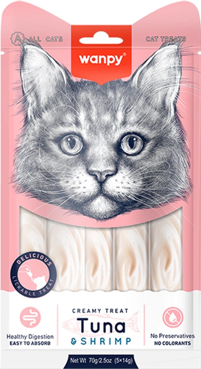Wanpy - Likbare snacks tonijn en garnaal 3x 14 gr 5 st