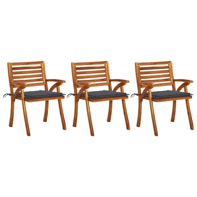 vidaXL - Tuinstoelen - 3 - st - met - kussens - massief - acaciahout