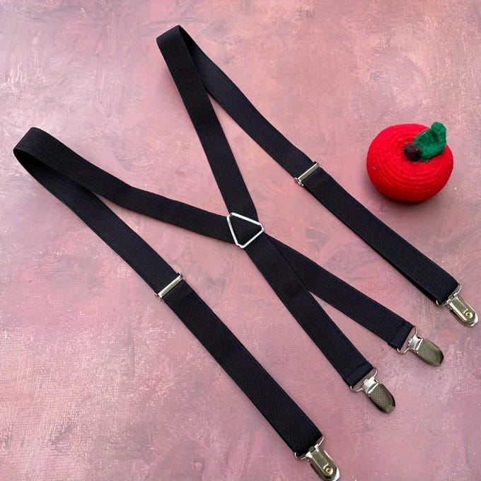 Mode Verstelbare Elastische X-Rug Clips op Broek Bretels voor Mannen en Vrouwen zwart