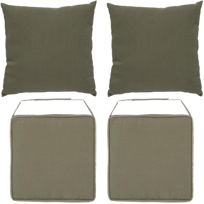Hesperide 2x stoelkussen + 2x sierkussen - olijfgroen - polyester - uv/waterbestendig