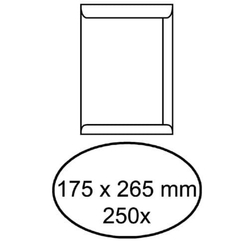 Envelop akte IEZZY 175x265mm zelfklevend 100gr wit 250 stuks