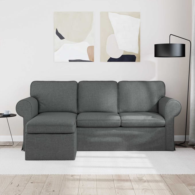 vidaXL - Bank - Donkergrijs - 195 - x - 138 - x - 80 - cm - Stof