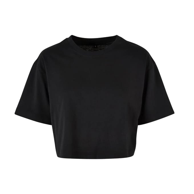 Build your Brand Ladies Short Oversized Tee BY264 - Black - M