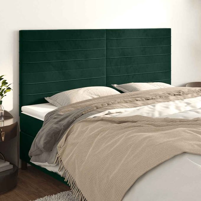 vidaXL - Hoofdbord - donkergroen - 180x5x118/128 - cm - fluweel