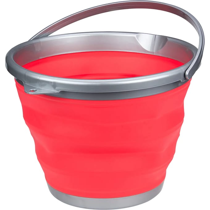 Abbey Camp Opvouwbare Emmer - 15 Liter - Koraal/Grijs - Met Handvat - Compact Opvouwbaar