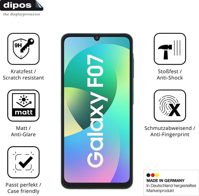 dipos – 2x Matte Pantserfolie geschikt voor Samsung Galaxy F07 | 9H Screenprotector
