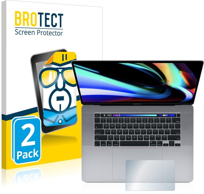 BROTECT - Screenprotector voor Apple MacBook Pro 16" 2019 (Touch Trackpad) - Folie Beschermfolie transparant 2 Stuks