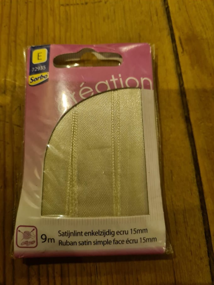 Sorbo Satijnlint - Enkelzijdig - 9m - Ecru -15mm