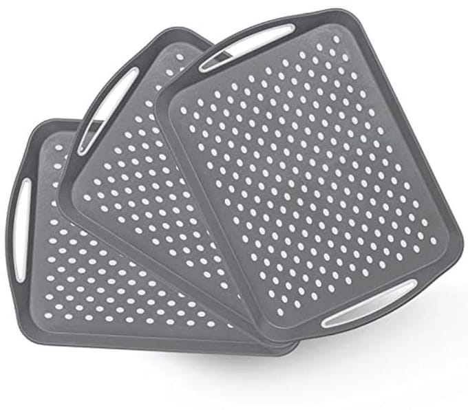 Antislip Dienbladen met Handgrepen - 3 Stuks XL Rechthoekig Voedseldienblad