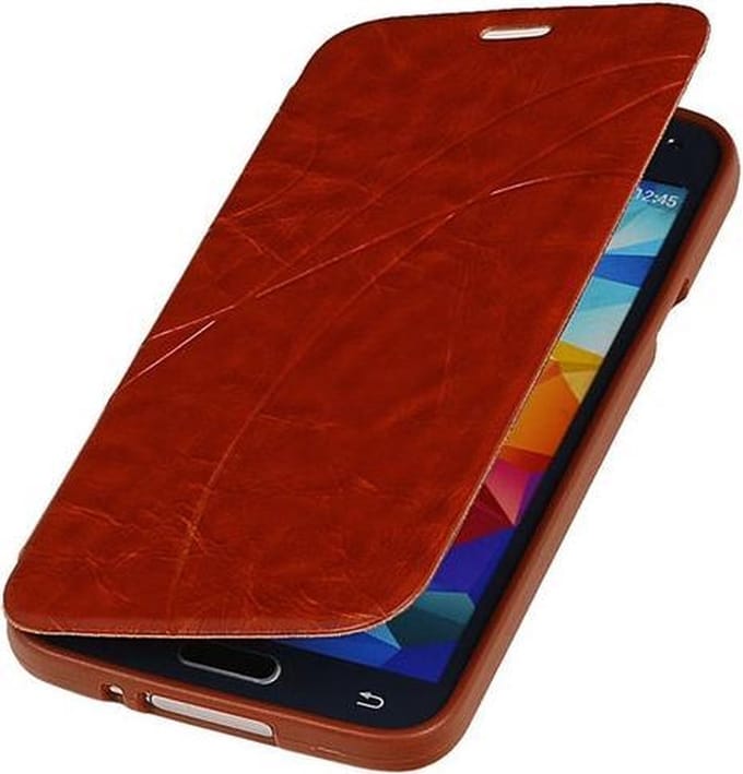 Bestcases Bruin TPU Booktype Motief Hoesje Samsung Galaxy S5