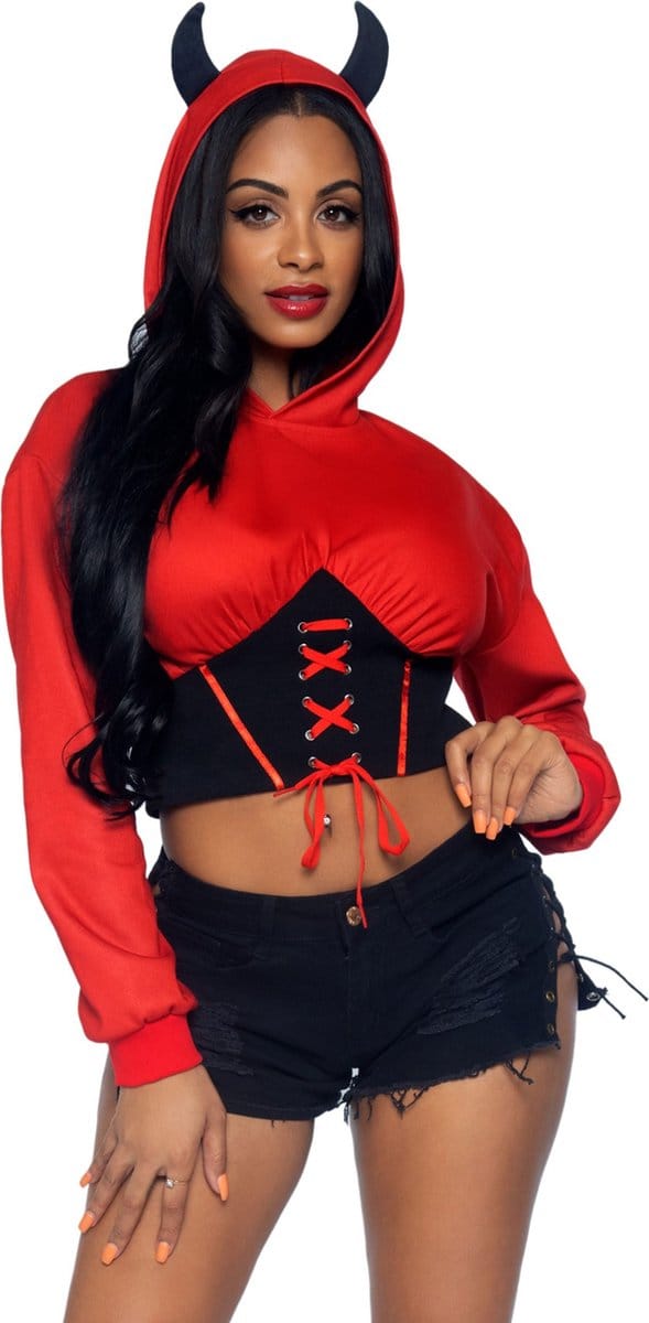 Dames sweatshirt met korte capuchon Leg Avenue Devil