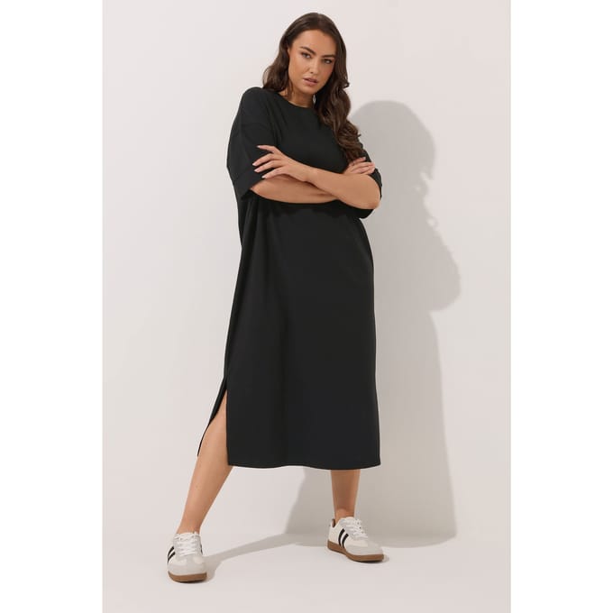 Yours Zwarte Zware Throwon Jurk Size 42