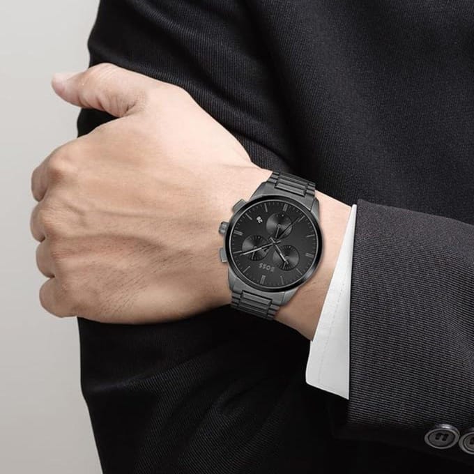 Hugo Boss Dapper 1513929 Chronograaf Herenhorloge 43 mm zwart