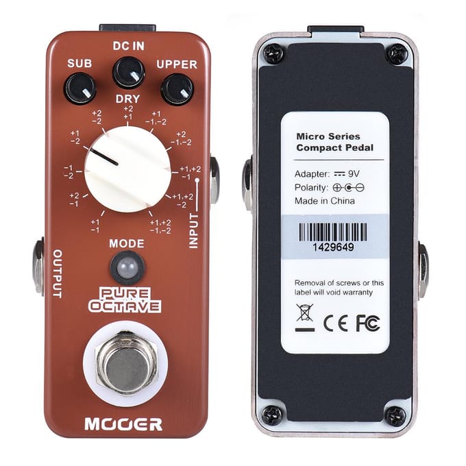 MOOER PURE OCTAVE Mini Octaaf Gitaareffectpedaal 11 Octaafmodi True Bypass Volledig metalen omhulsel brown
