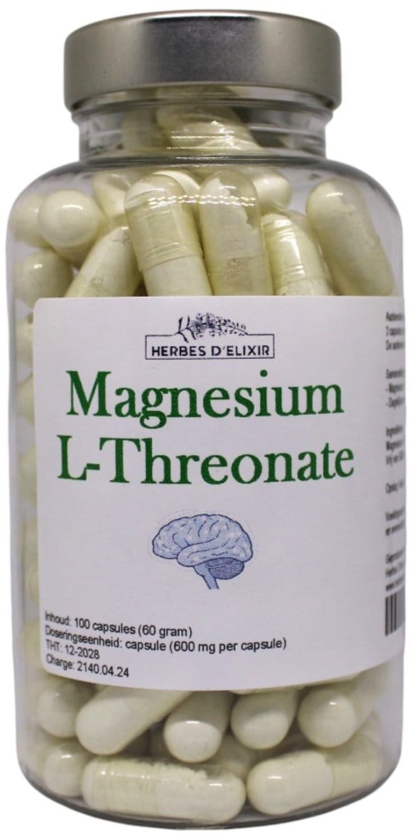 Herbes D'elixir Magnesium L-Threonate - 100 Vegan capsules - Goed voor het geheugen - 1800 mg per dosering