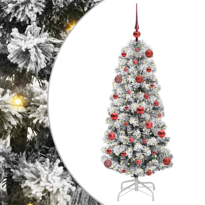 vidaXL - Kunstmatige - Hinged - Kerstboom - 150 - LED's - Groen - en - Wit - 120 - cm