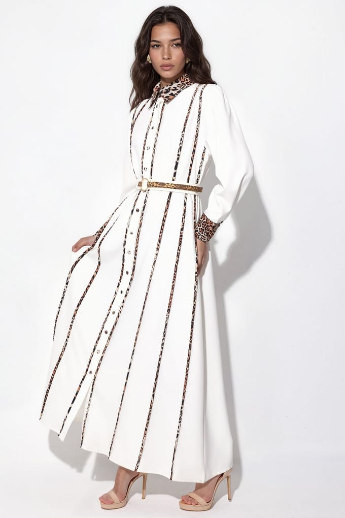 Leopardprint Maxi Overhemdjurk