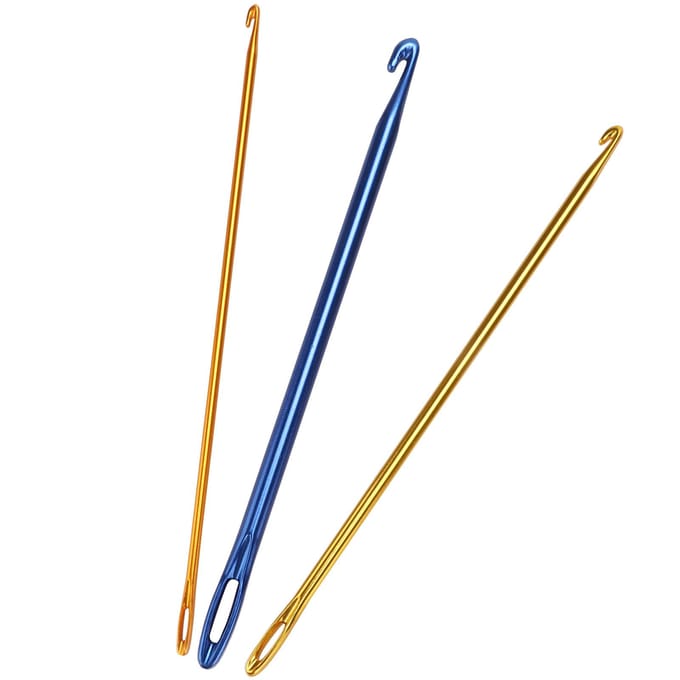 3 stuks haaknaalden Duurzame naainaalden met oog voor voor het breien van truien, sjaals, handschoenen blue