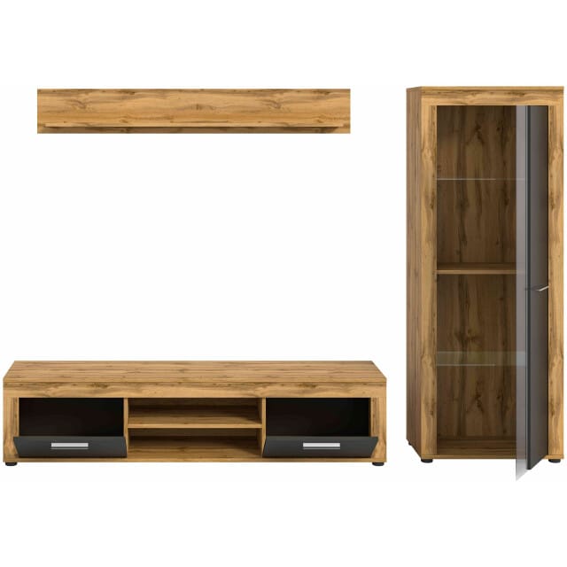 Jam woonkamercombinatie grijs melamine Wotan eiken NB - 35x235x159cm