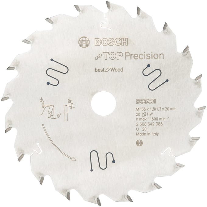 Bosch - Cirkelzaagblad Top Precision Best for Wood 165 x 20 x 1,8 mm, 20