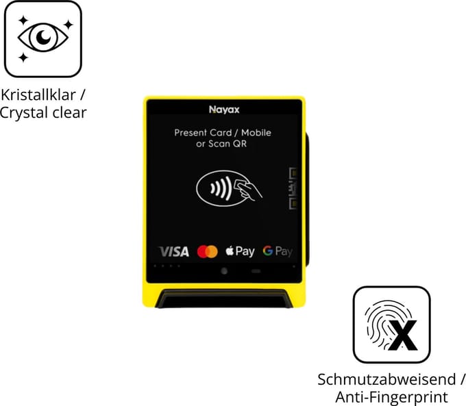 dipos – 2x Pantserfolie geschikt voor Nayax VPOS Media 4 | 9H Screenprotector