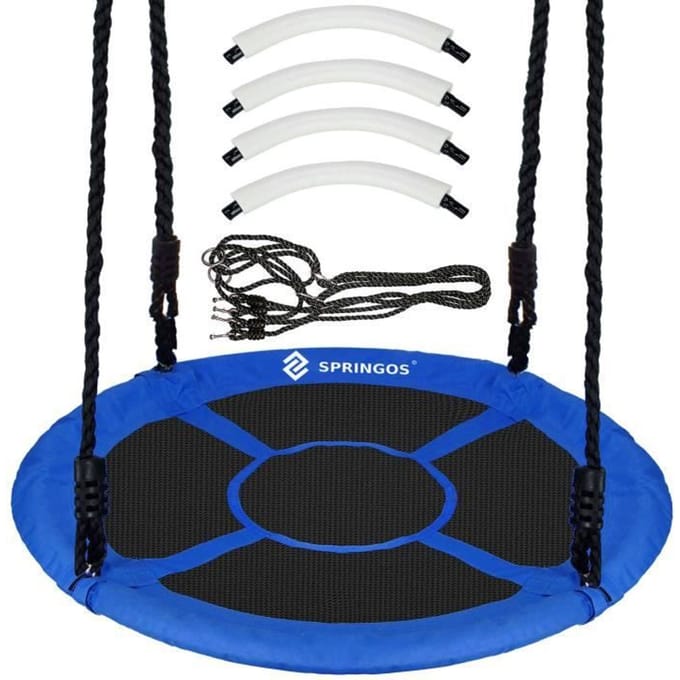 Springos Nestschommel | Kinderschommel | Ø110 CM | Max 150 KG | Blauw / Zwart