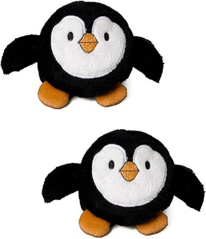 2x stuks pluche pinguin 7 cm - Mini knuffeldieren pinguins