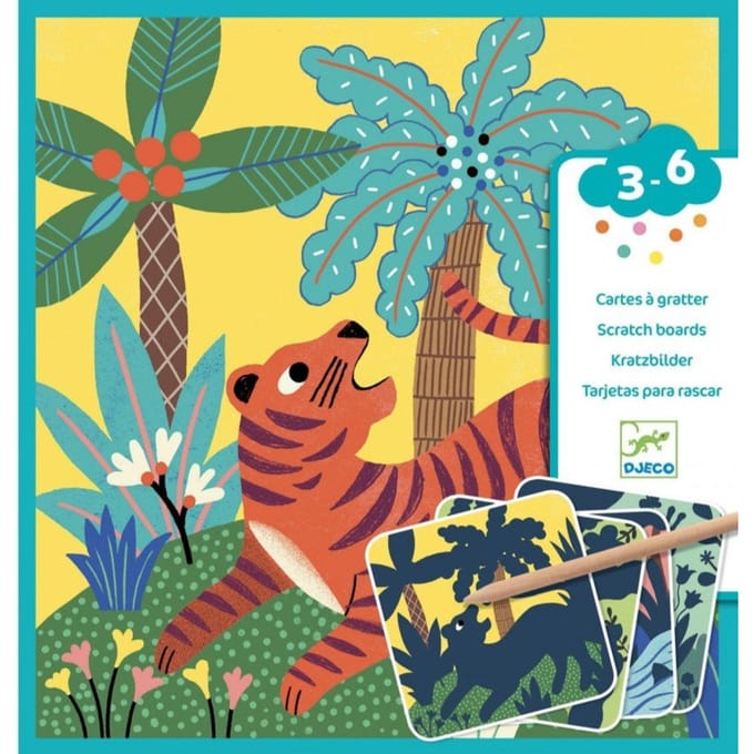 Djeco - Kraskaarten Grote Dieren - 3 tot 6 jaar - Knutselpakket
