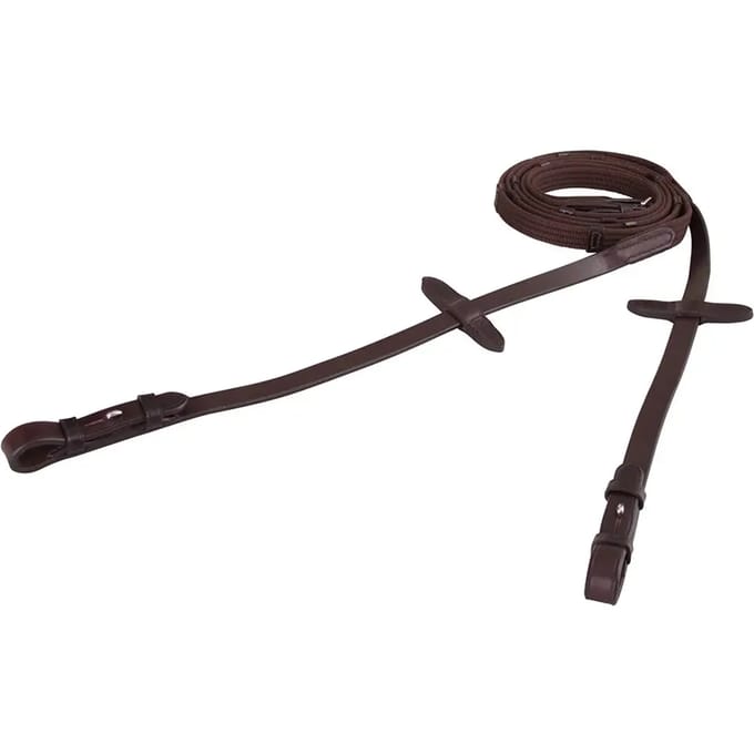 Teugel linnen 19mm blind/ronde gesp Brown - Full | Bruin | Teugels paard