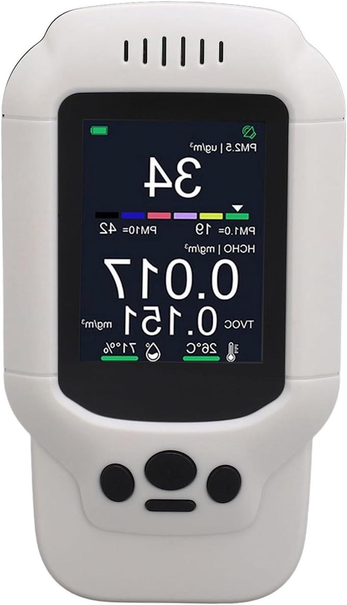Luchtkwaliteitsmeter - Lucht Analysator - Binnenlucht Monitoren - 7-in-1 Meting - PM10 2.5 1.0 - Wit