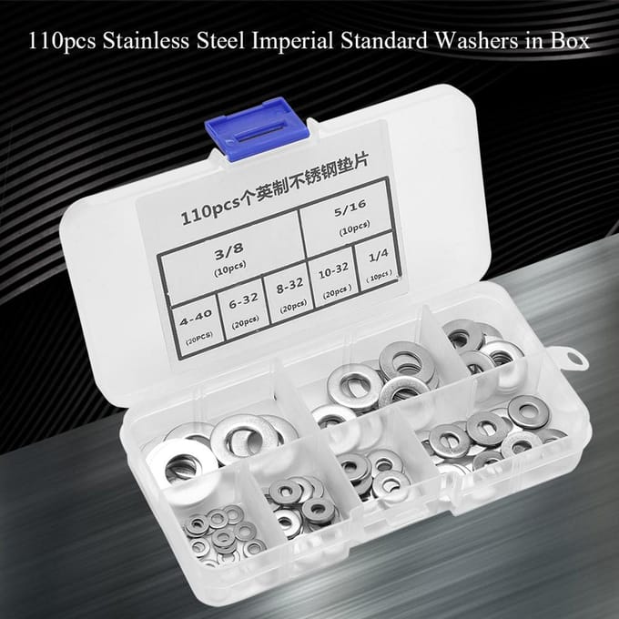 110 stuks Imperiale Standaard RVS Platte Ringen Assortimentskit met Doos