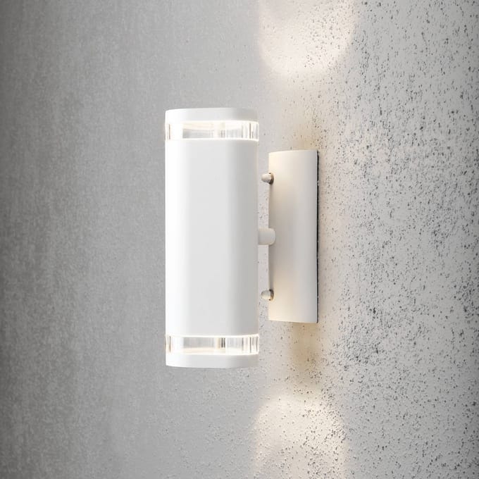 Konstsmide Buitenwandlamp Modena met sleuf, 2-lamps wit