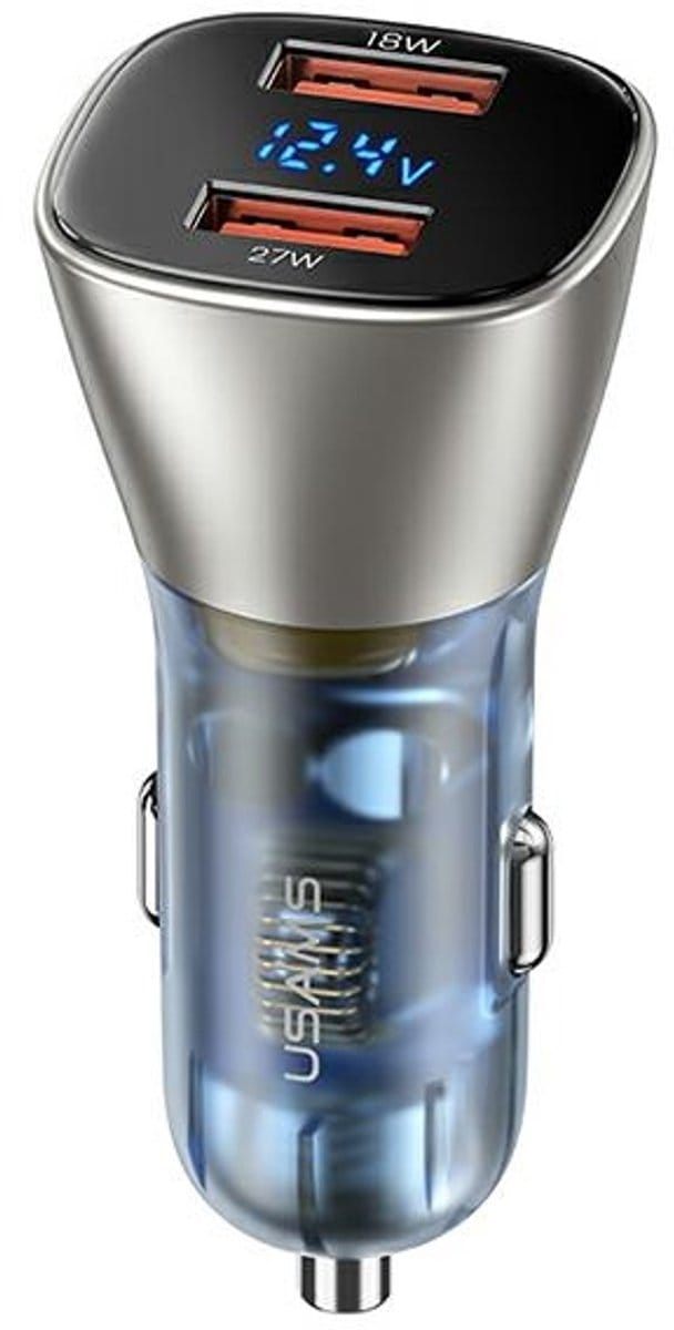 USAMS C29 Serie - 45W Auto Oplader - Snel Opladen - 2xUSB-A - Goud