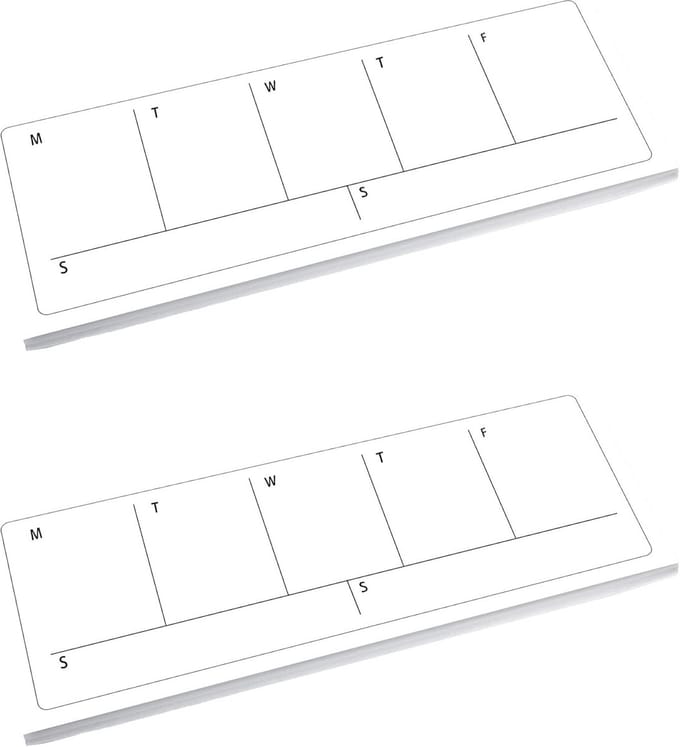 2-pack ongedateerde weekplanner kladblok 50 vellen per blok met kartonnen rugondersteuning