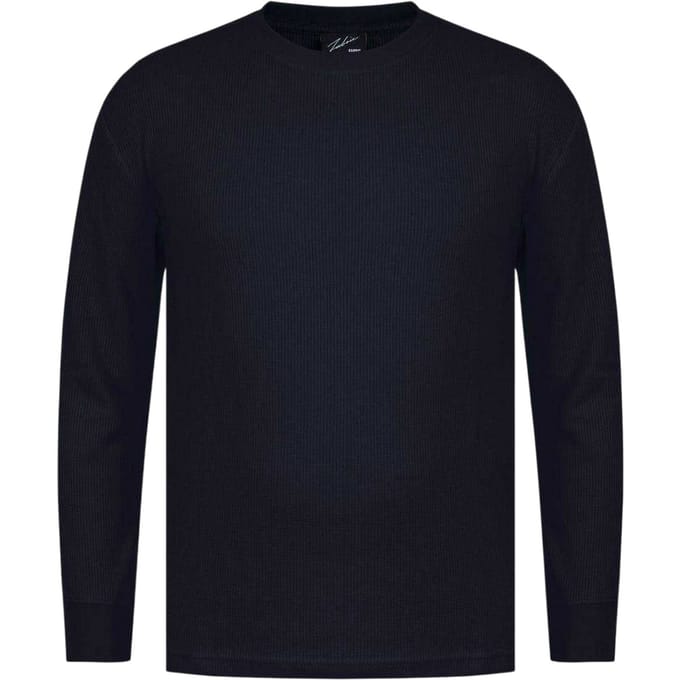 Fabric Heren Wafel T-shirt met lange mouwen (Zwart)