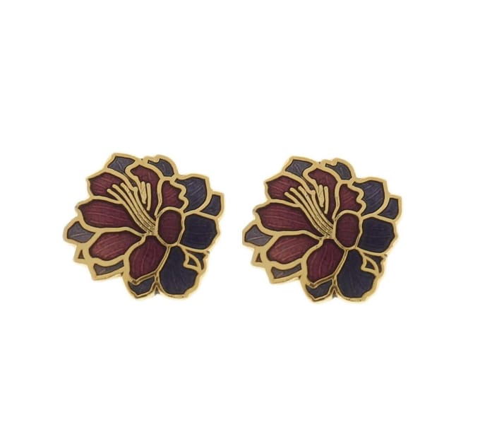 Behave - Oorknopjes dames - bloemmotief - paars - 1 cm