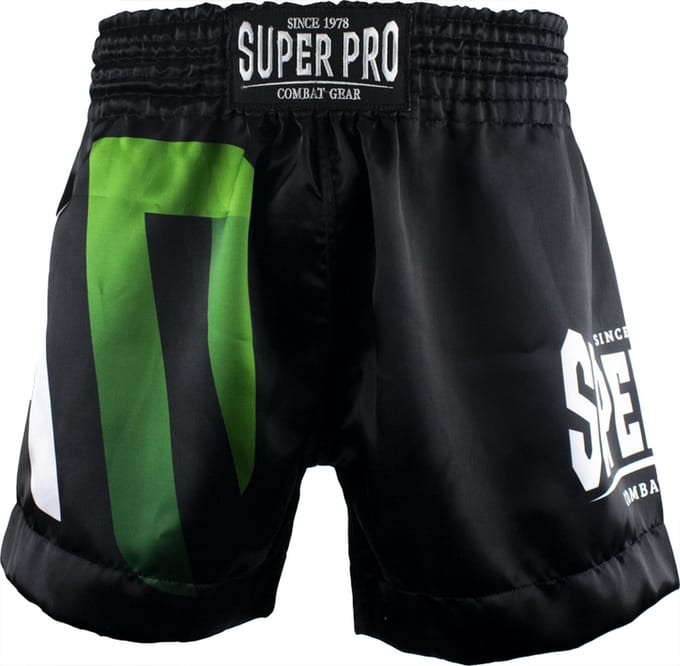 Super Pro Combat Gear Thai Short No Mercy Zwart/Groen/Zilver Extra Small