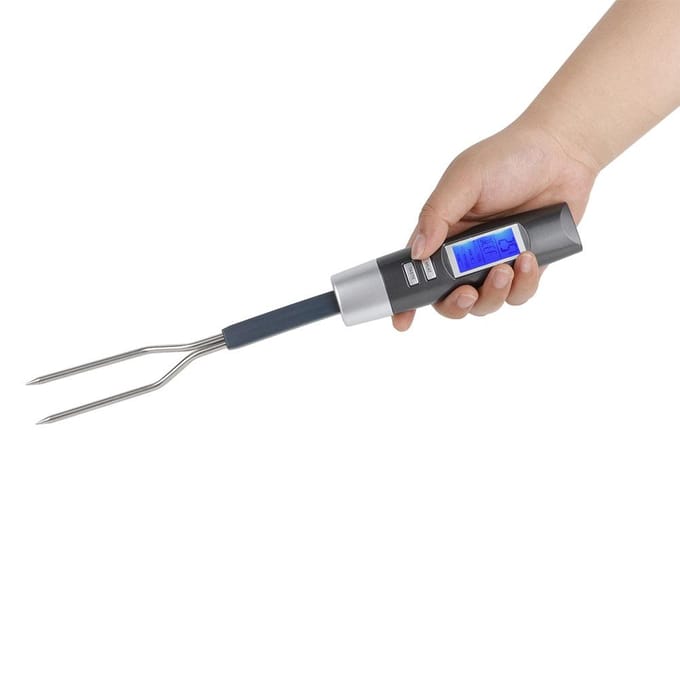 Digitale BBQ Vleesthermometer Vork Grillvork met LCD-display gray