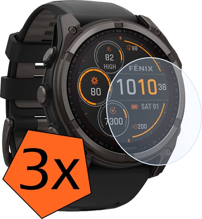 Screenprotector - Geschikt voor Garmin Fenix 8 Solar (51 mm) Screenprotector Bescherm Glas - Screen Protector Geschikt voor Garmin Fenix 8 Solar Screenprotector Tempered Glass - 3 PACK