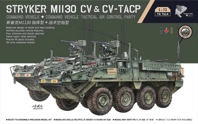 Border Model Modelbouwpakket Militaire voertuigen - TK7014 M1130 Stryker CV - CV-TACP - 2 Amerikaanse Pantservoertuigen Plastic - 1:72 - Modelbouw