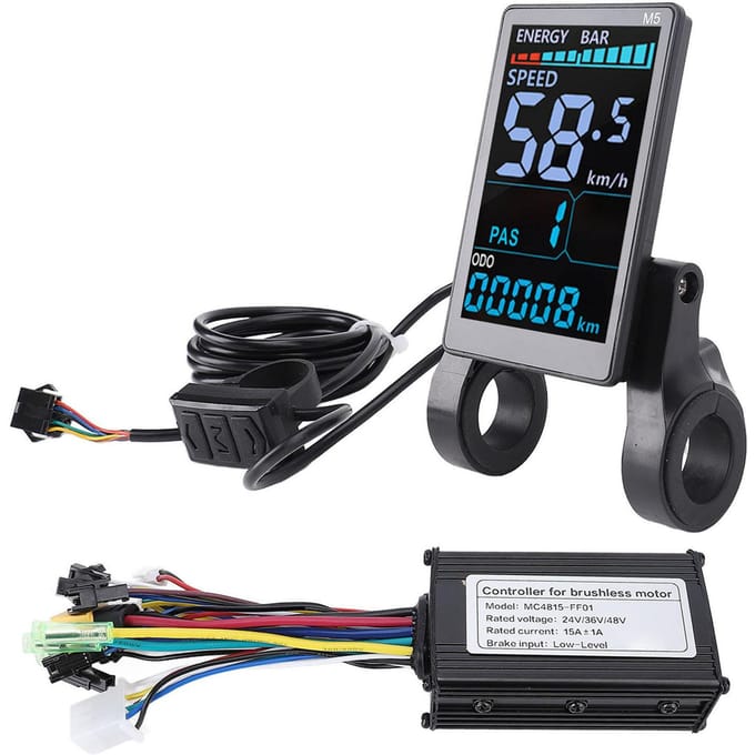 Borstelloze Motorcontroller met Kleuren LCD Paneel 36V 48V 15A Aluminiumlegering Sinusgolf 3 Modus black