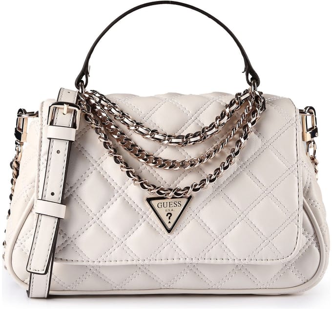 GUESS schoudertas handtas Giully II Top Handle Flap Bag Cream White crème