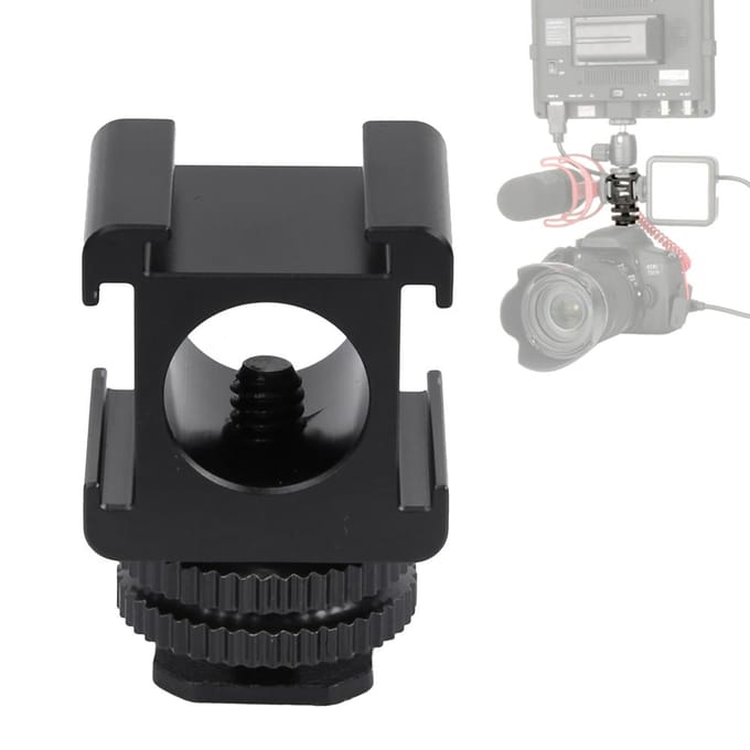 Metalen Camera Tri Hot Shoe Mount Adapter voor Microfoon LED Videolamp Monitor white
